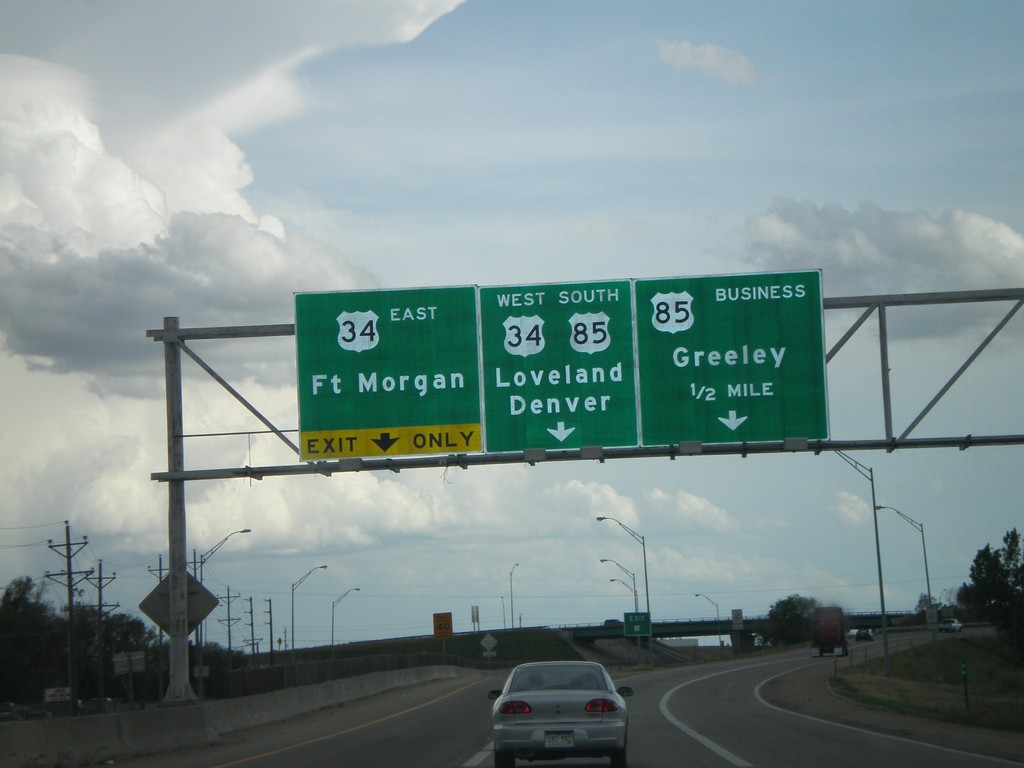 US-85 South Approaching US-85 Business and US-34