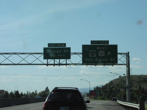 I-90 West - Exit 105 Approaching Exit 104