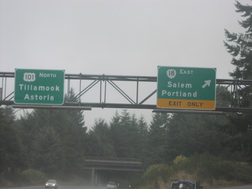 US-101 North at OR-18 East