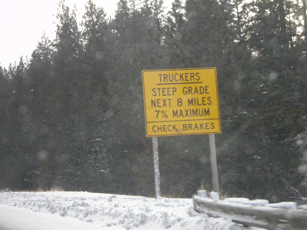 US-95 South - Trucker Warning on White Bird Hill