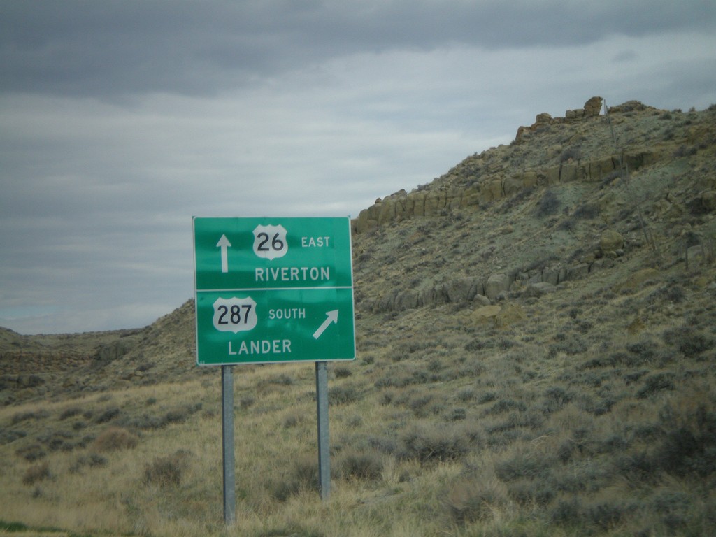 US-26 East/US-287 South Approaching Split