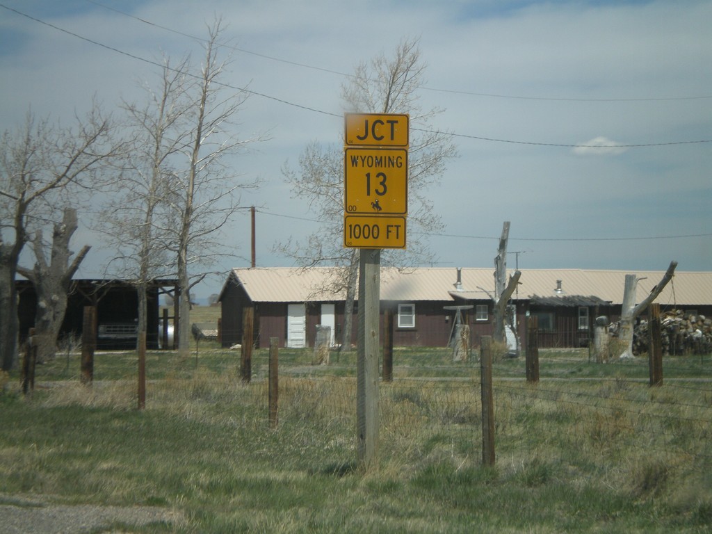 US-30 West/US-287 North approaching WY-13