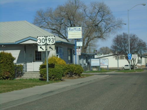 US-30 West Approaching Bus. US-93 (Addison Ave.)