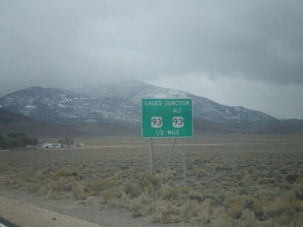 US-93 South Approaching US-93 Alt. (Lages Jct)