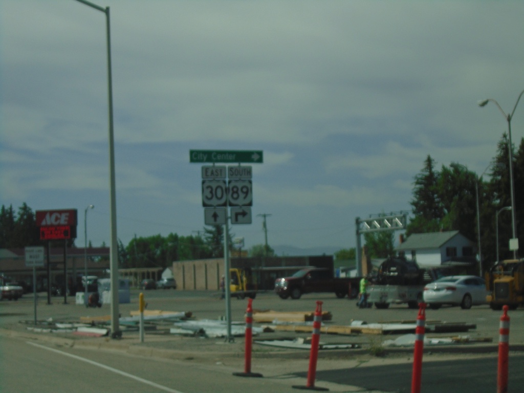 US-30 East/US-89 South at US-30/US-89 Split