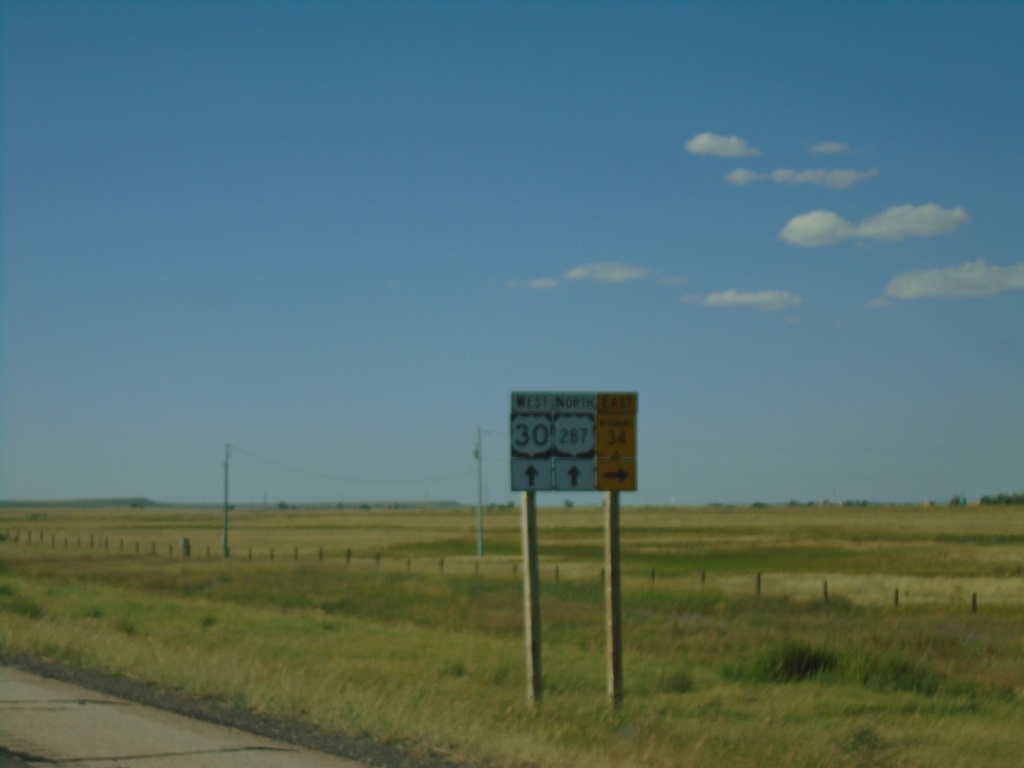 US-30 West/US-287 North Approaching WY-34