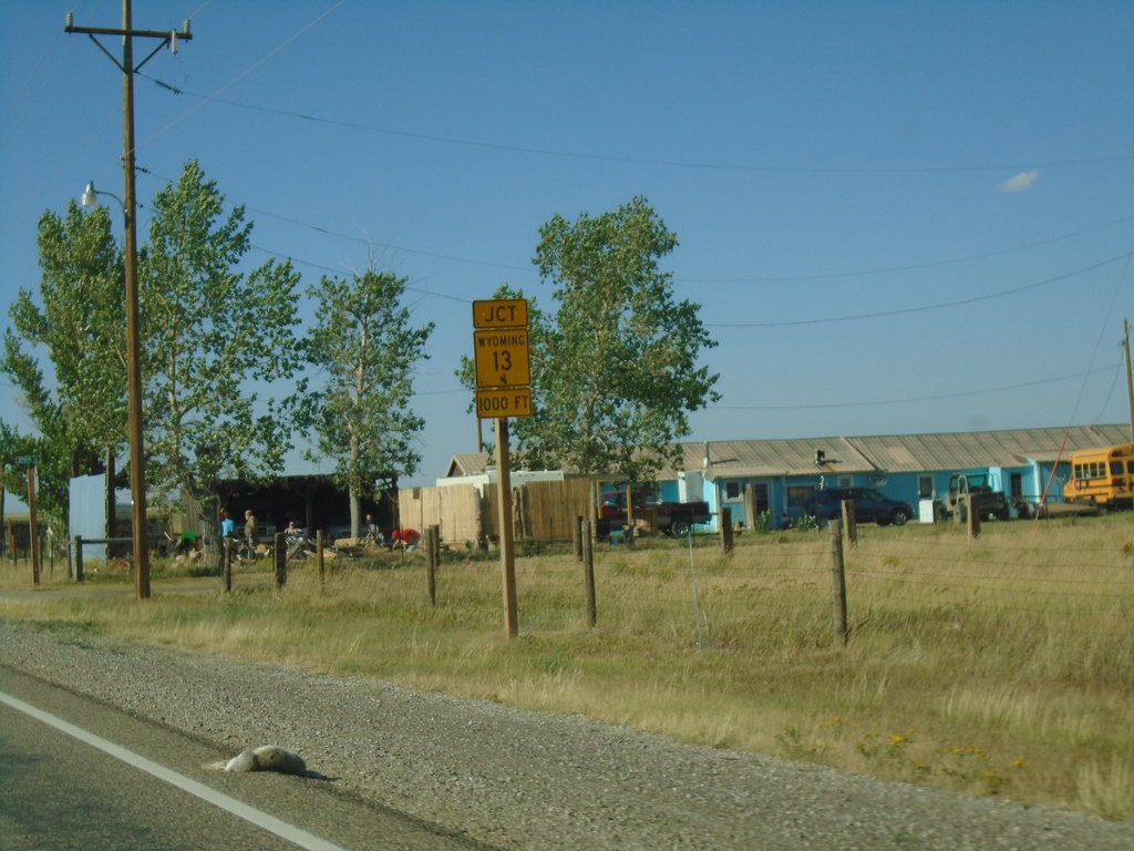 US-30 West/US-287 North approaching WY-13