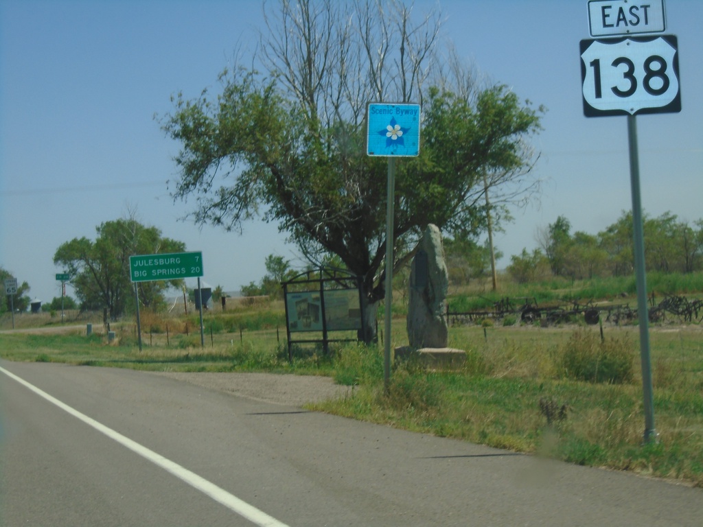 US-138 East - Distance Marker and Scenic Byway