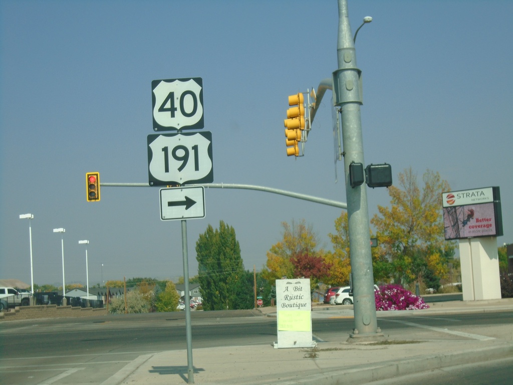 US-40 East/US-191 North at UT-121