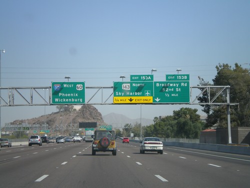 I-10 West Approaching  Exit 153A and Exit 153B