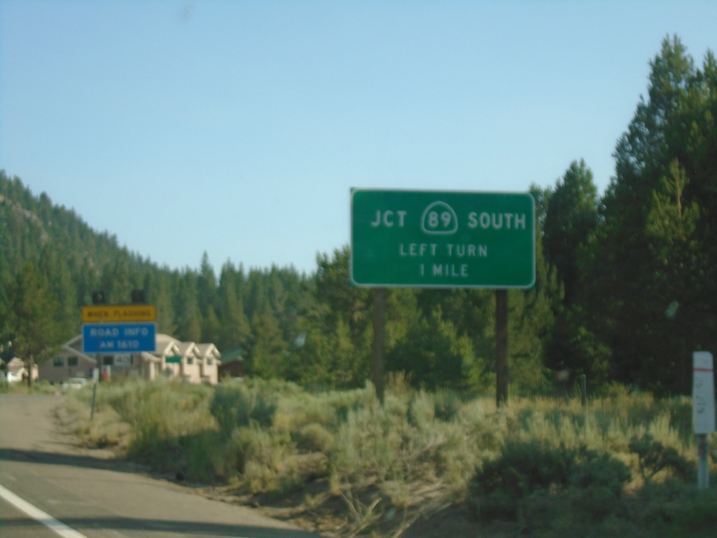 US-50 West/CA-89 South Approaching CA-89