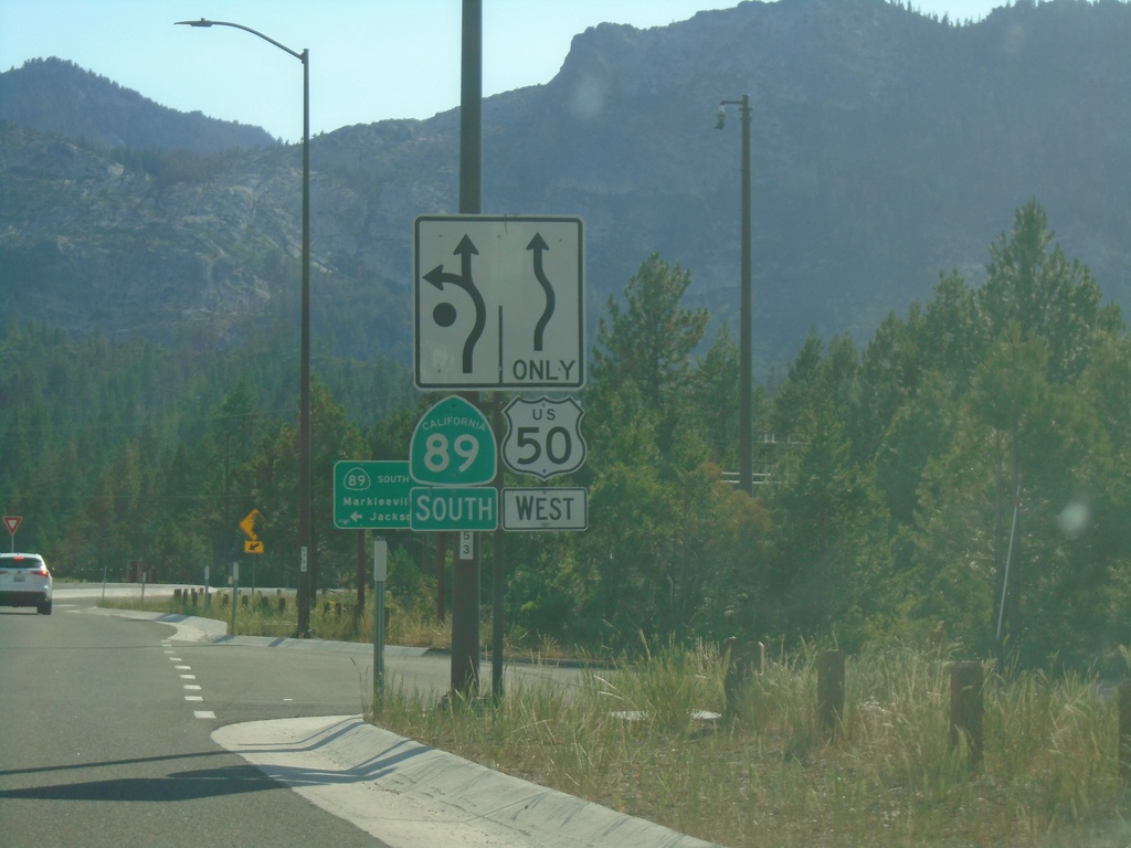 US-50 West/CA-89 South at US-50/CA-89 Split