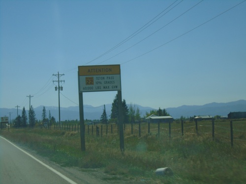 WY-22 East - Teton Pass Restrictions