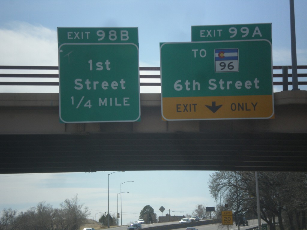 I-25 South - Exits 99A and 98B