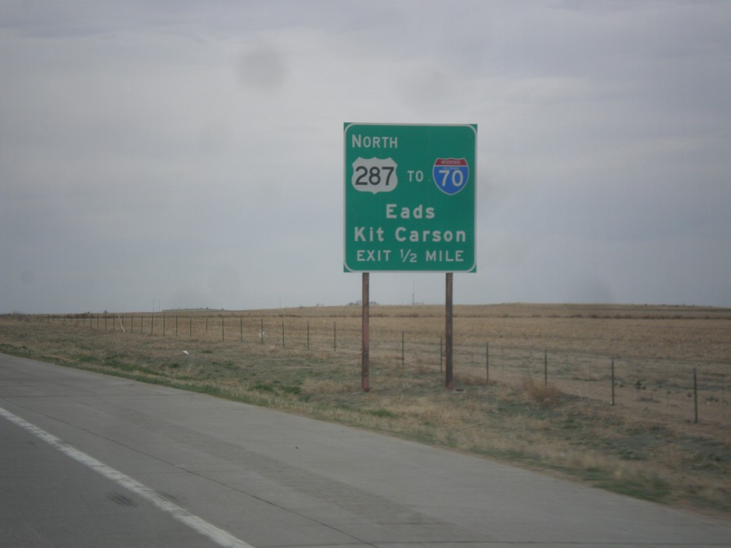 US-50 West/US-287 North Approaching US-287 North