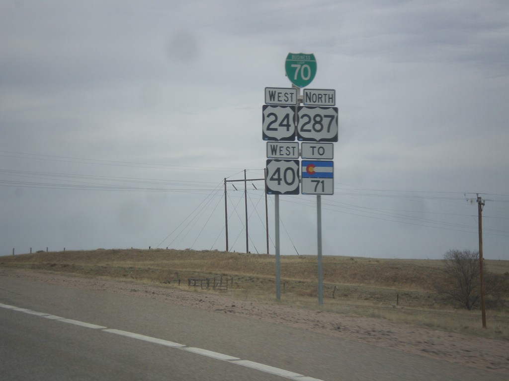 BL-70/US-24/US-40 West/US-287 North/To CO-71