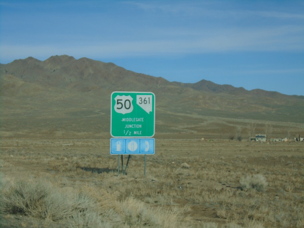 NV-361 North Approaching US-50 - Middlegate Junction