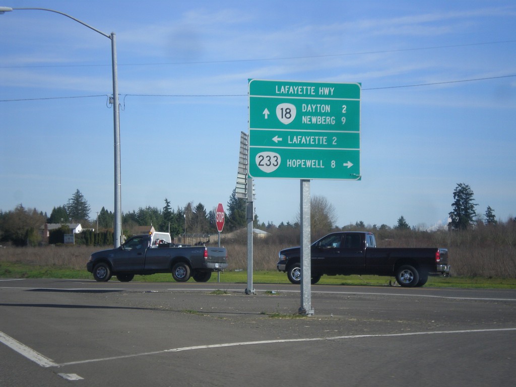 OR-18 East at OR-233 (Lafayette Highway)