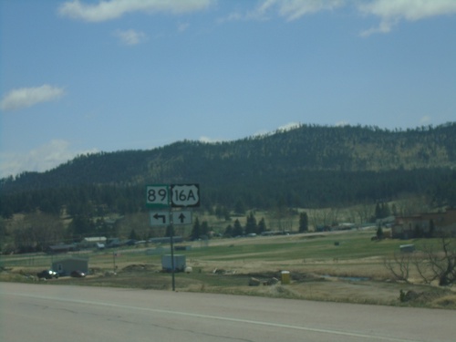 US-16A East/SD-89 North Approaching US-16A/SD-89 Split