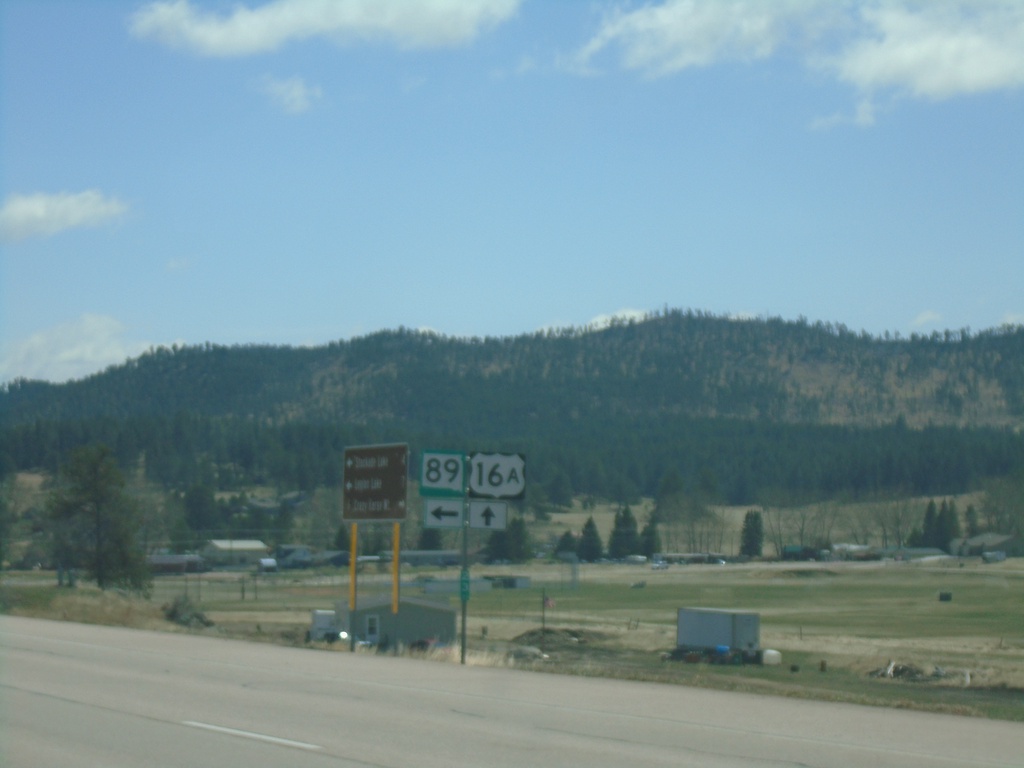 US-16A East/SD-89 North at US-16A/SD-89 Split