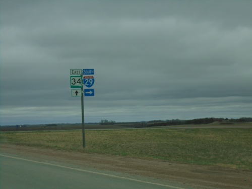 SD-34 East Approaching I-29 South