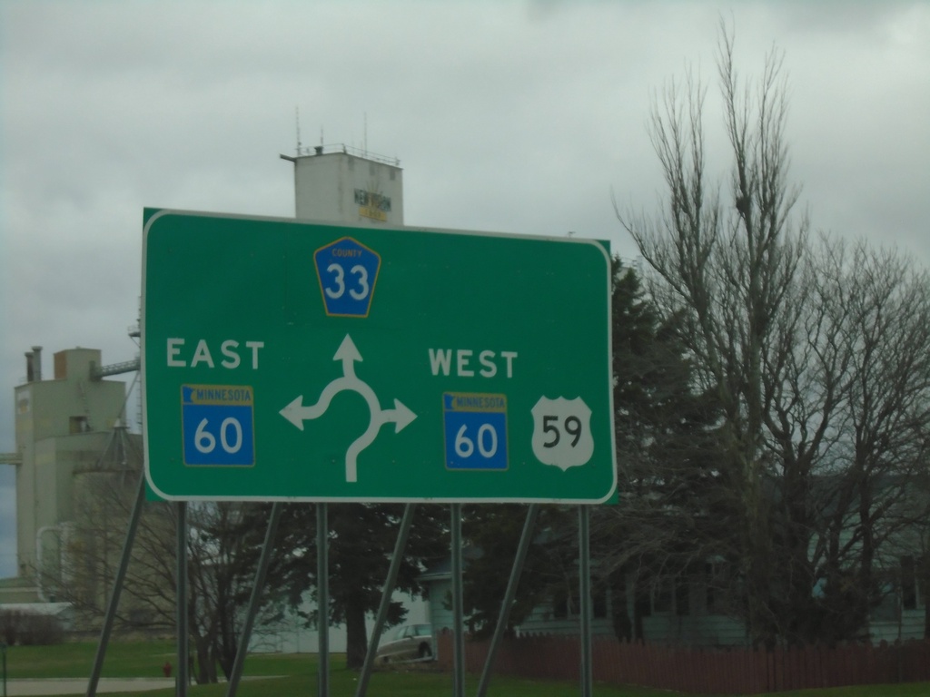 US-59 South/BL-90 West at MN-60/CH-33 - Roundabout