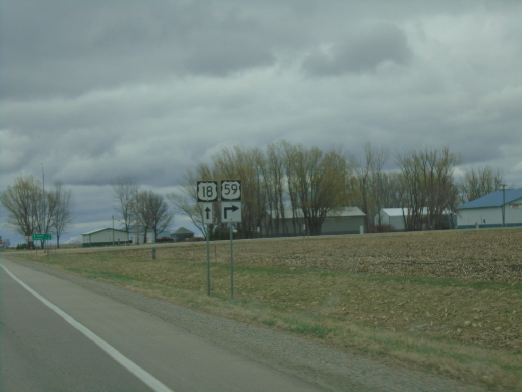 US-18 East/US-59 South Approaching US-18/US-59 Split