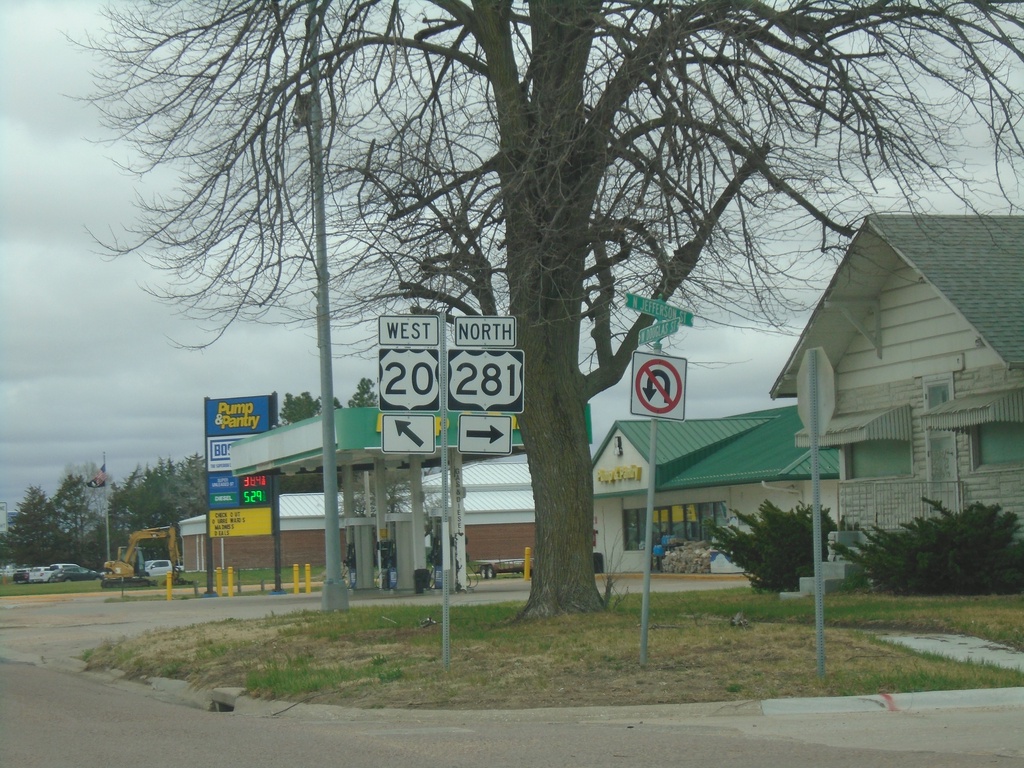 US-20 West/US-281 North at US-20/US-281 Split