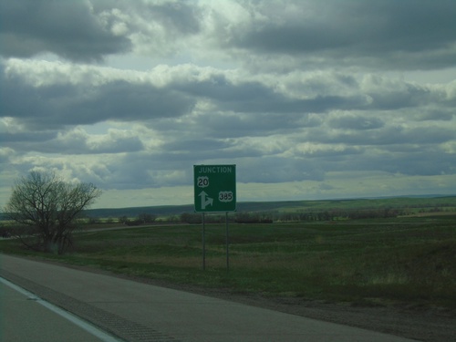 US-20 West/US-385 North Approaching US-20/US-385 Split