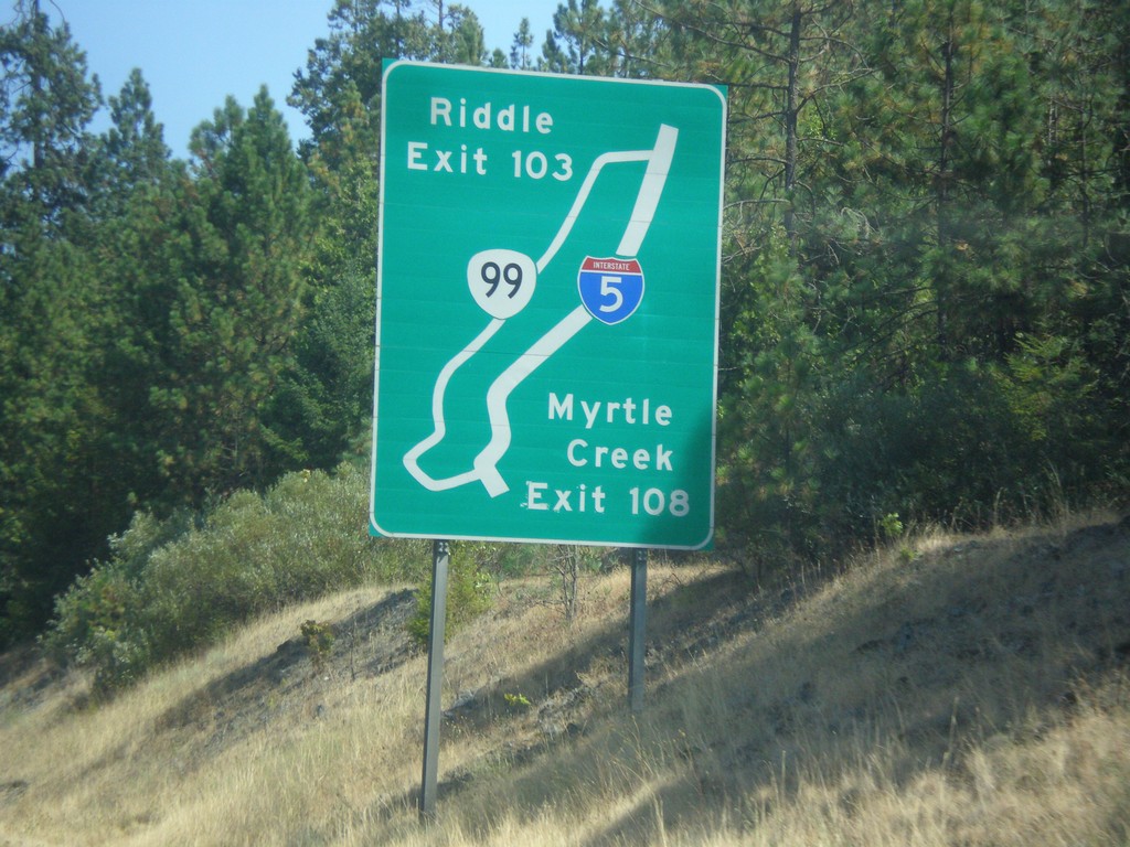 I-5 South - Exit 109 and 103 Route Diagram