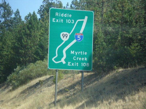 I-5 South - Exit 109 and 103 Route Diagram