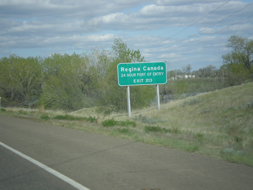 I-94 East - Use Exit 213 for Regina Canada