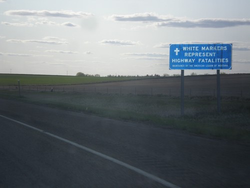 I-94 West - White Markers Represent Highway Fatalities