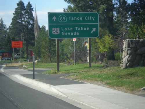 US-50 East/CA-89 North Approaching Split