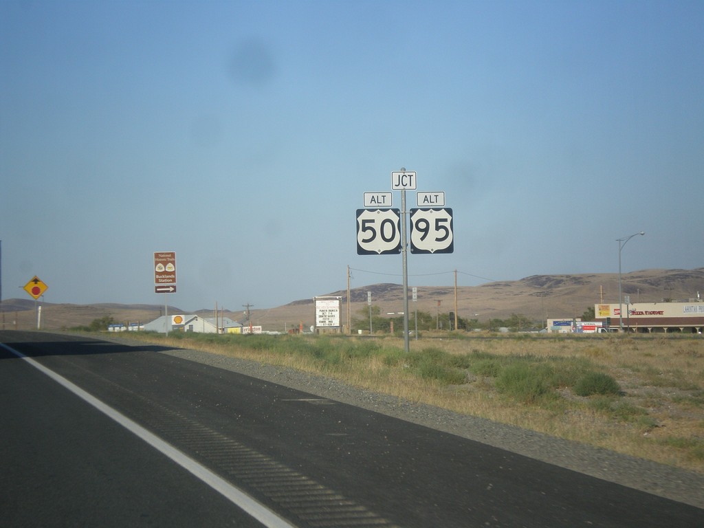 US-50 East Approaching Alt. US-95 and Alt. US-50