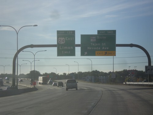 I-25 South/US-24 East - Exits 140 and 139