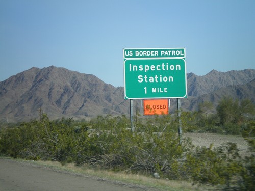 I-8 East Approaching US Border Patrol Inspection Station