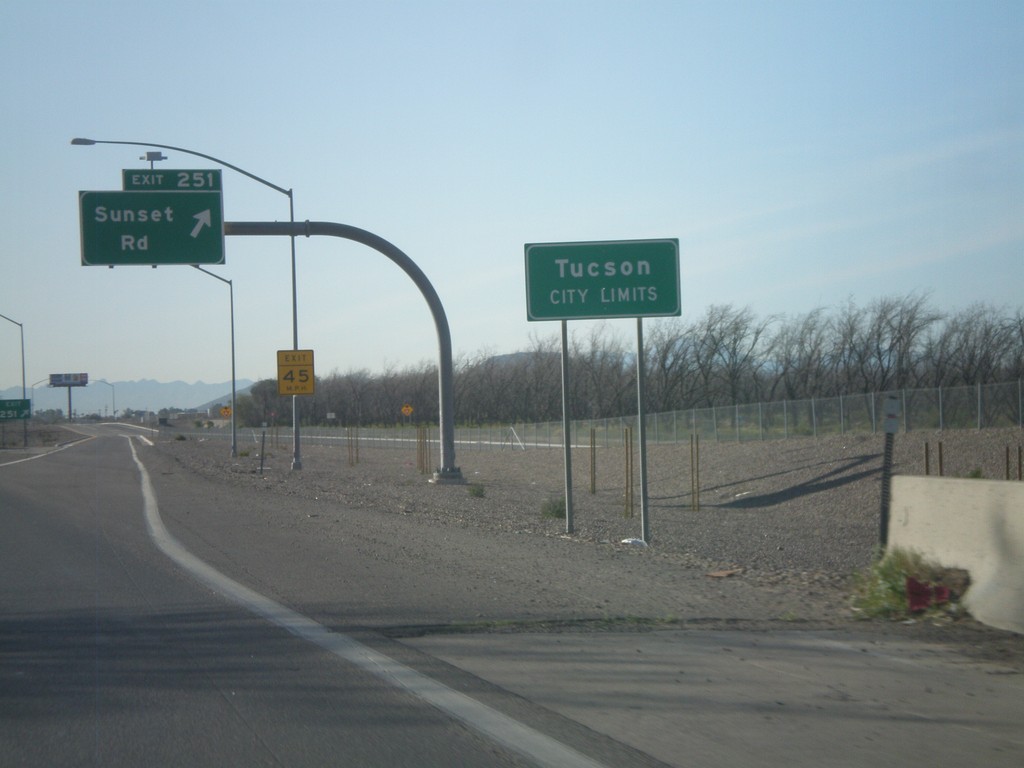 I-10 East - Exit 251.  Tucson City Limits.