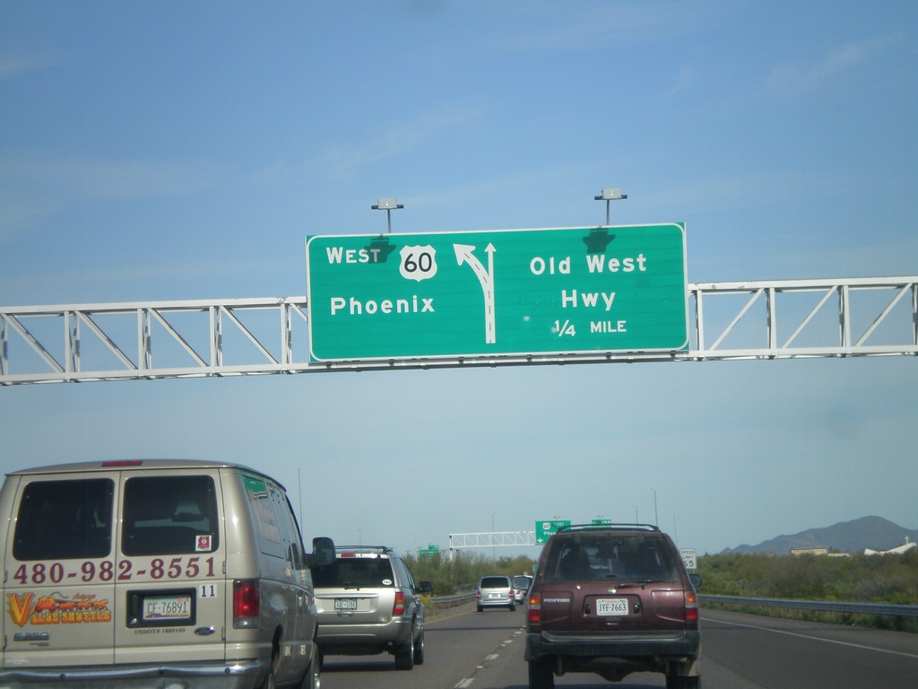 US-60 West Approaching Exit 199