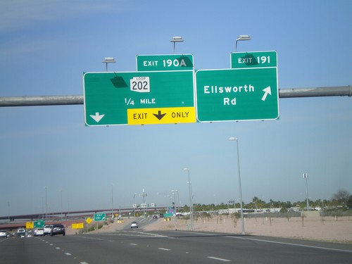 US-60 West - Exits 191 and 190A