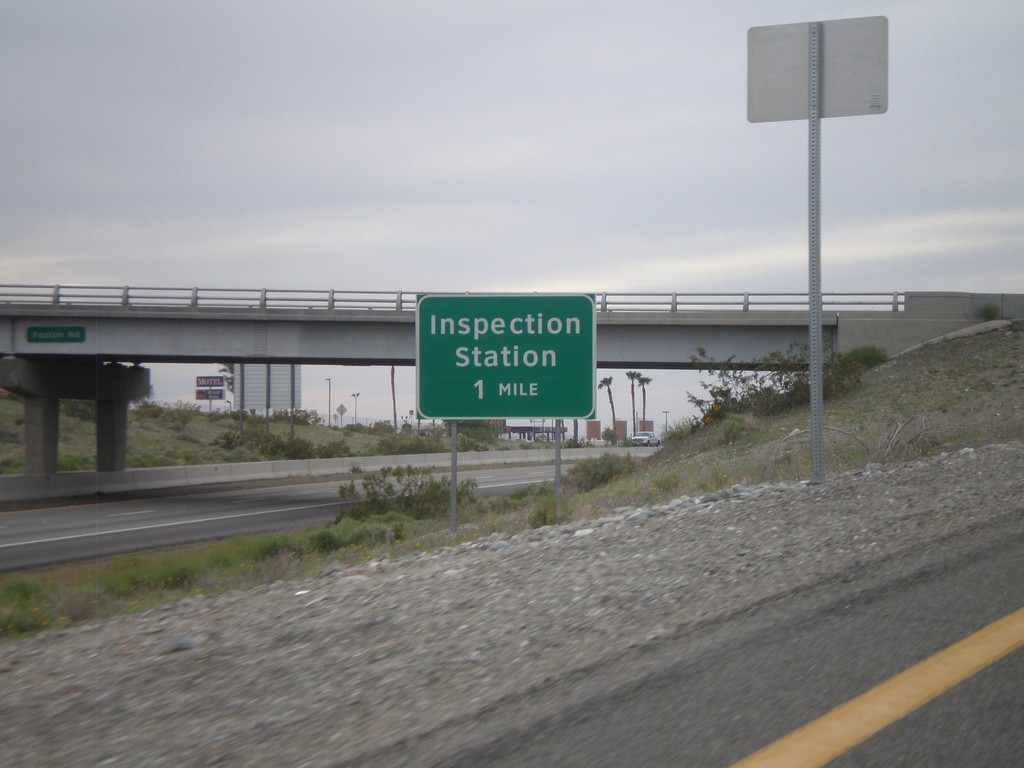 I-10 West Approaching California Agricultural Inspection Station