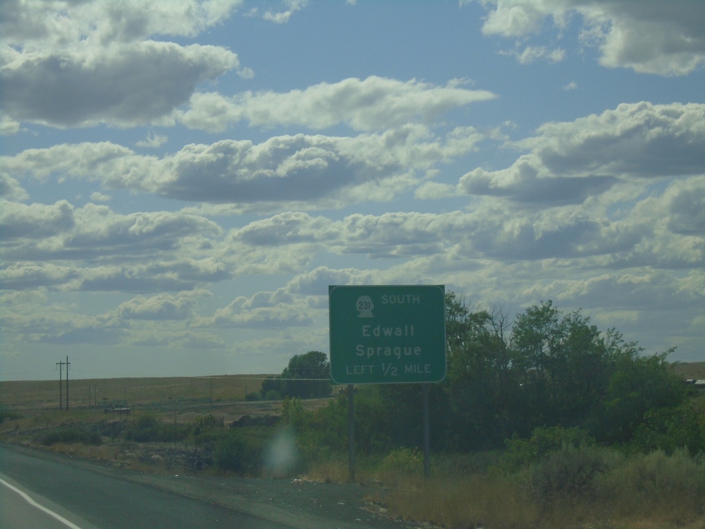 US-2 West/WA-231 South Approaching US-2/WA-231 Split