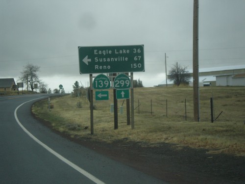 CA-139 South/CA-299 West at CA-139/CA-299 Split