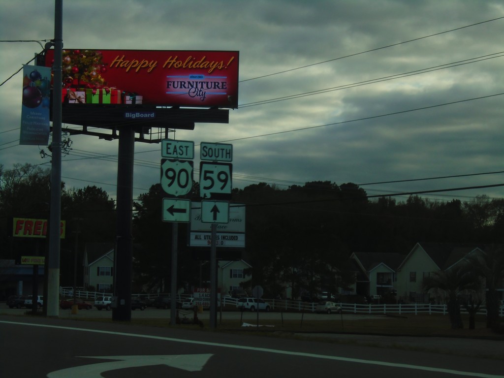 US-90 East/AL-59 South at US-90/AL-59 Split