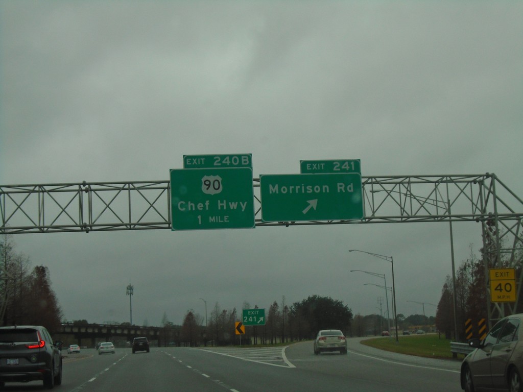 I-10 West - Exits 241 and 240B