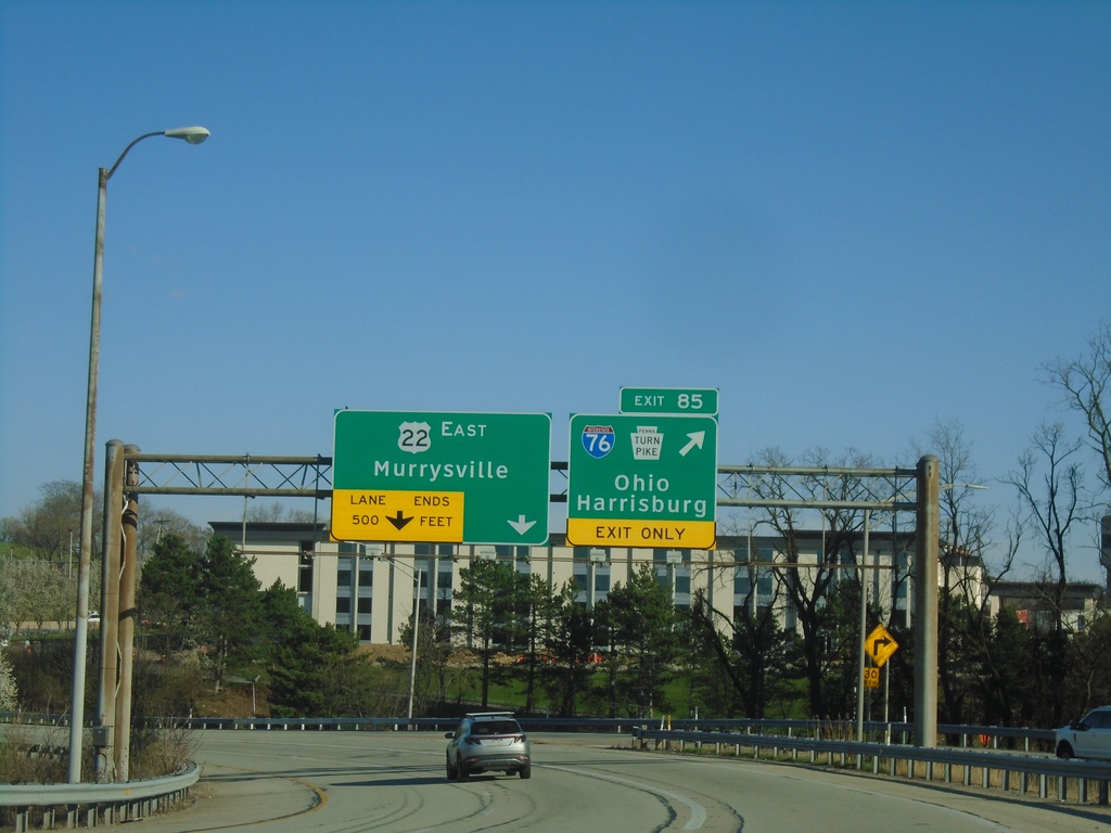 End I-376 East at I-76 (Exit 85) and US-22