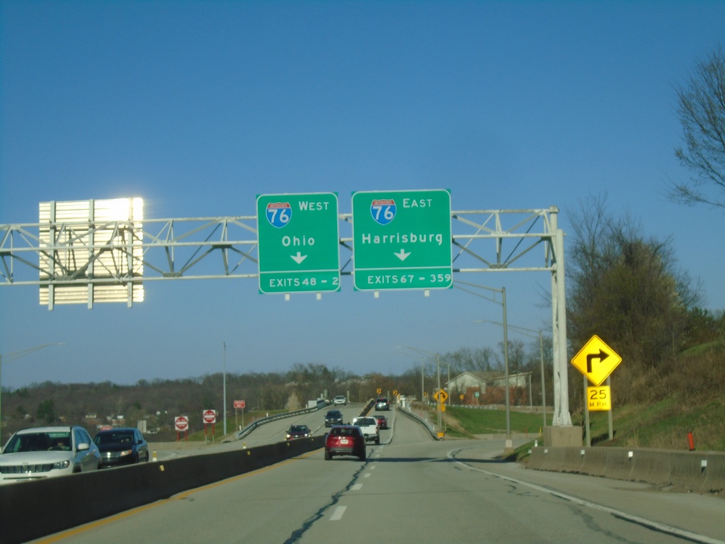 Transition from I-376 to Pennsylvania Turnpike