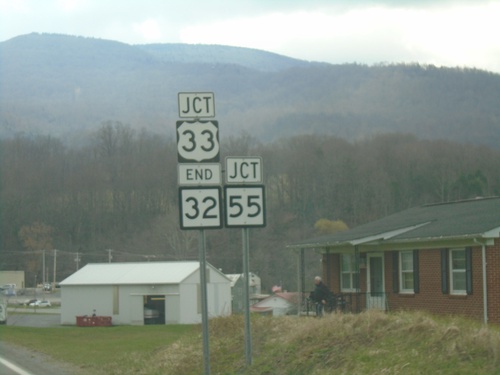 End WV-32 South at US-33/WV-55