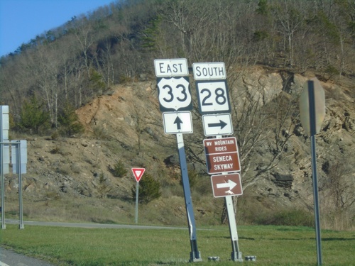 US-33 East/WV-28 South at US-33/WV-28 Split