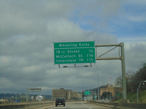 US-250 West/WV-2 North - Wheeling Exits